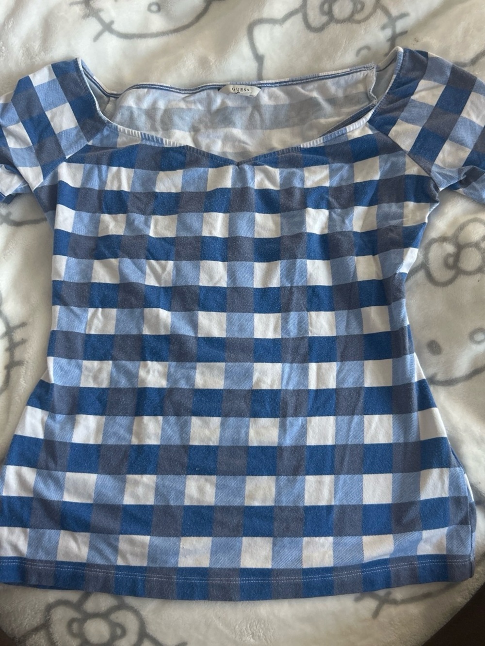 Guess blue off-shoulder backless shirt